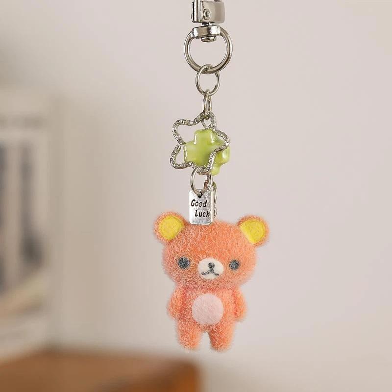 

Fashion Cute Bear Flocking Pendent Ccd Hanging Rope Phone Charm Keychain Bag Decor Surprise Gift For Gifts