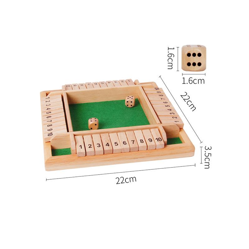 Shut the Box Board Game 2 Players and up Wager Game Wooden Board Game Manufacture Mathematics Training Gift for Kids One Size