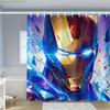1pc Superhero Shower Curtain - Vibrant Golden & Blue Art Design, Polyester with 12 Hooks, Perfect for Home, Hotel, or Bathroom