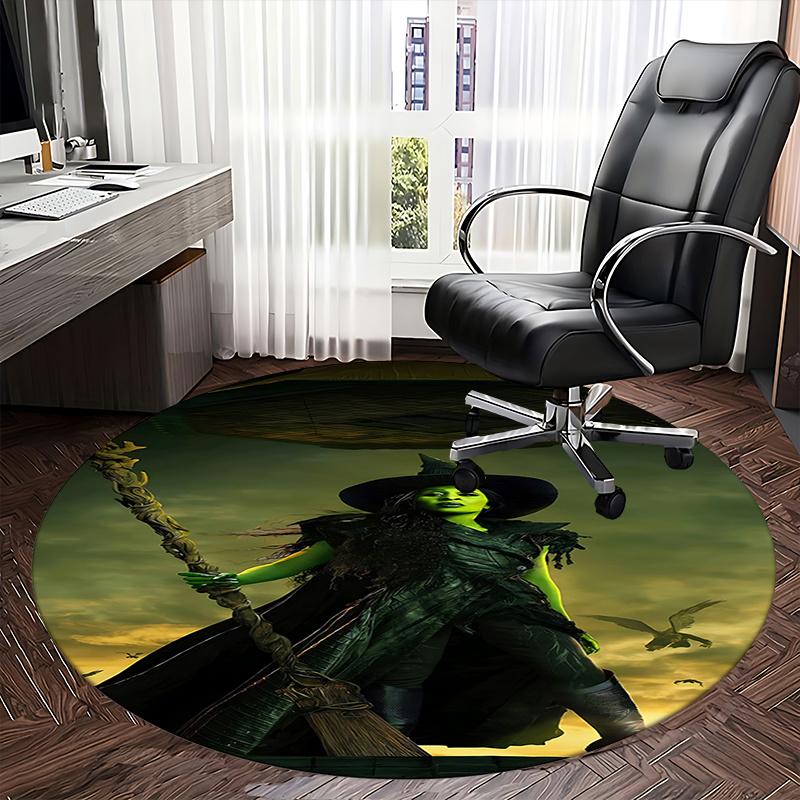 Witch,Broomstick Chair mat Round Rug Office carpet, Machine Washable, Non slip, Suitable for Living Rooms, Bedrooms