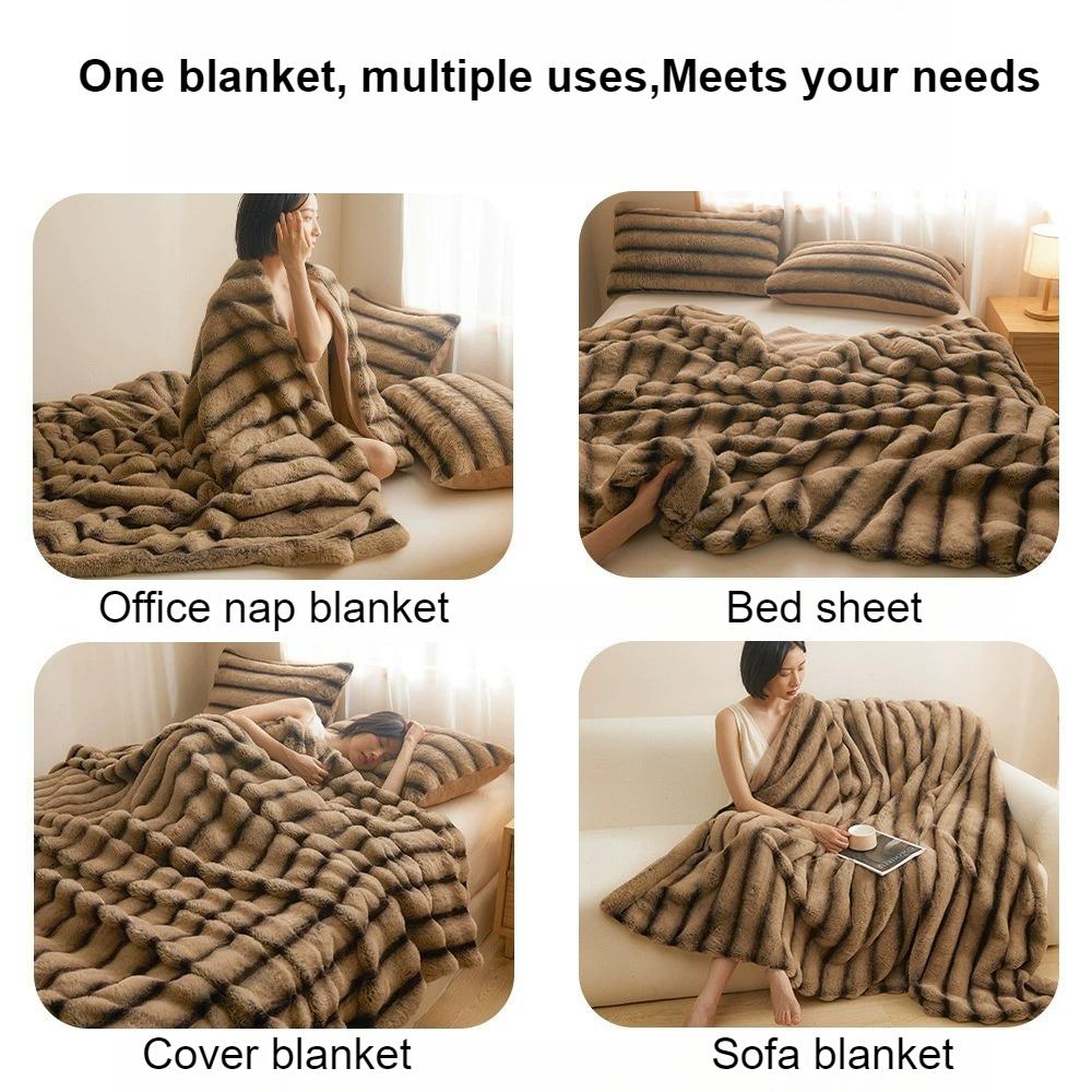 New Thickened Warmth Solid Color Coral Fleece Bed Blanket Fluffy Soft Double-sided Throw Blanket Seasons Universal Sofa Blanket