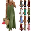 2026 Summer Cotton Women's V-neck Sleeveless Casual Bohemian Layered Sundress Elegant Beach Long Dress