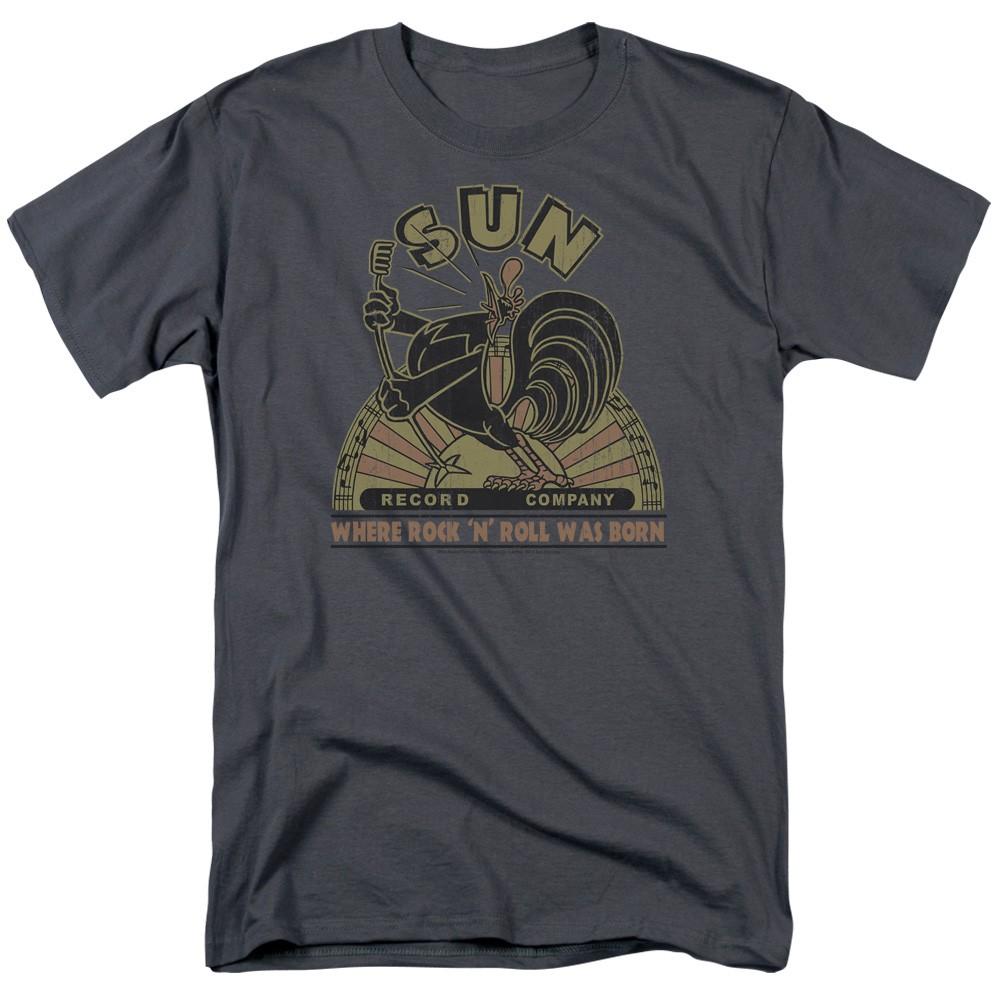 Sun Records - Rooster - Adult Unisex Short Sleeve T-Shirt - Gray XL