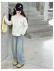 Girls' Spring & Fall Outfit Set: Zip Hoodie, Casual Base Layer, Jeans, Wide-Leg Pants