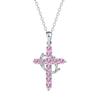 Multi-Color Birthstone Diamond Cross Necklace - Retro Religious Clavicle Pendant Gift