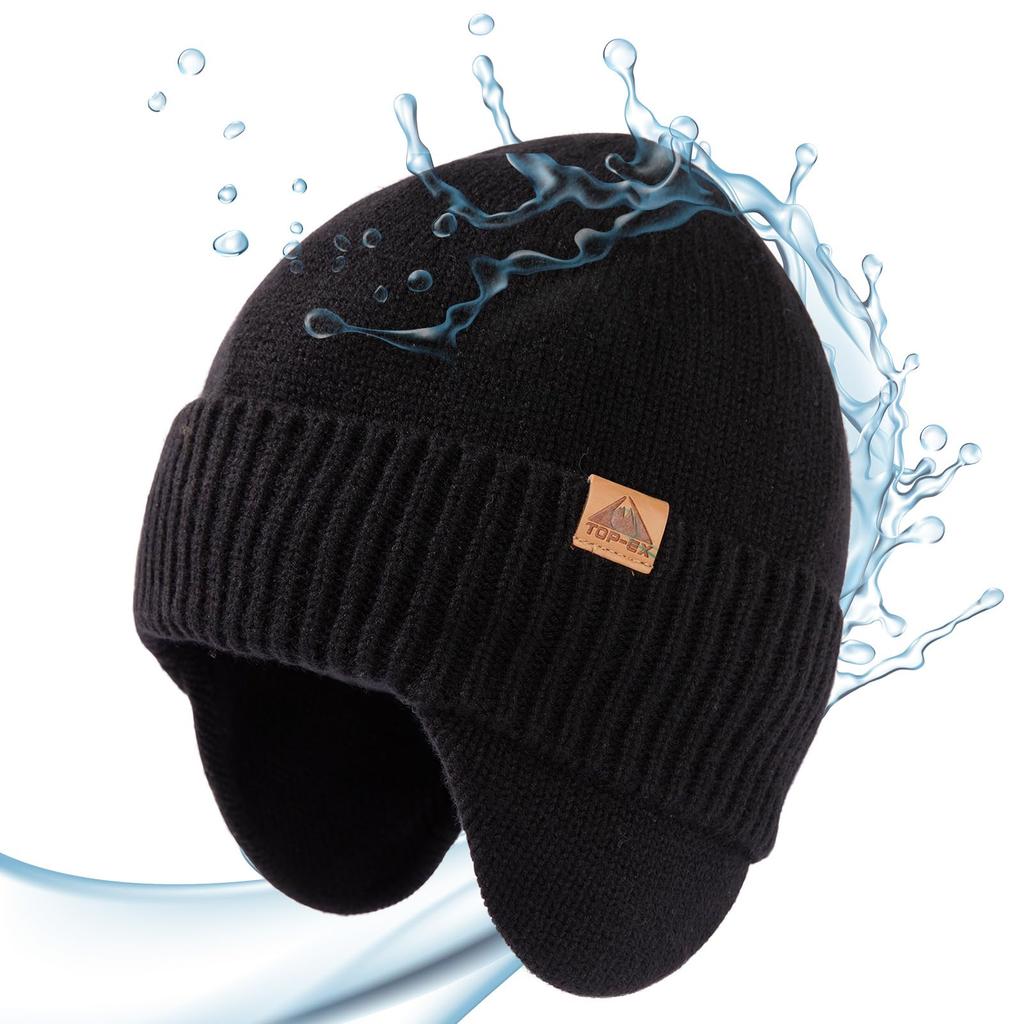 Large Size Knit Hat with Merino Wool Knit Ski Snowboard Makes Face Look Keeps You [TOP-EX] Men's Earmuffs, Hat, Cap, Hat, Hat, Smaller, Warm, Autumn,