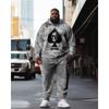 Mens 3D Digital Print Hooded Sweatshirt Jogger Pants Set Sporty Casual Outfit Travel