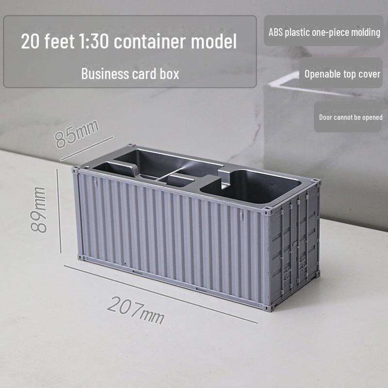 20ft Container Model Pen Holder & Business Card Box with Customizable Patterns/Text - Plastic Ornament