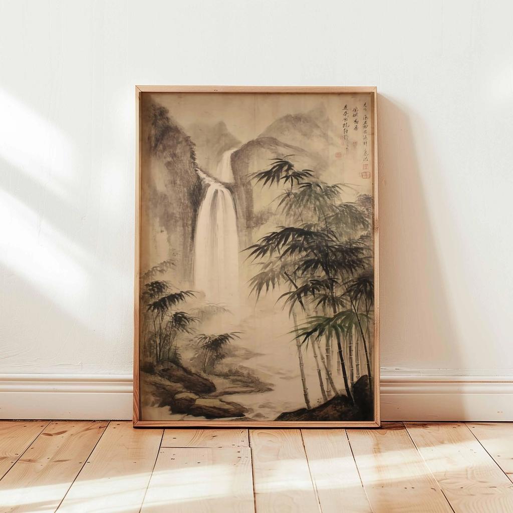 Cranes Flying Poster, Japanese Art Print, Traditional Ink Painting, Elegant Bird Art, Nature Wall Decor Oriental Landscape Decor