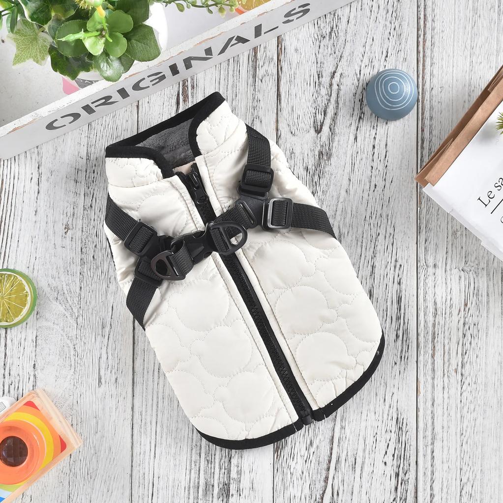 Pet Traction Teddy Bear Head Hrudník Back Coat Malý a středně velký pes pro mazlíčka Větruodolný a teplý podzimní a zimní bavlněný kabát