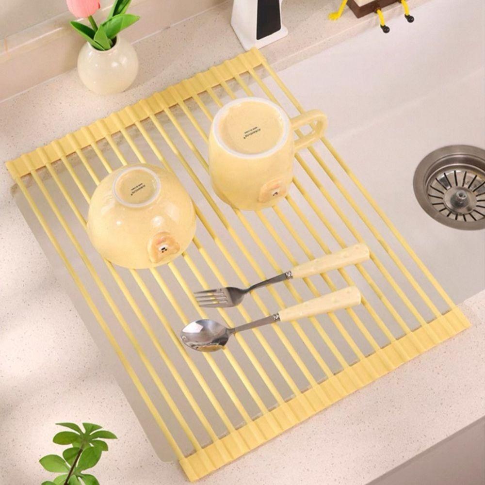 Silicone Silicone Over Sink Dish Drainer Roll Up Drain Basket Drain Grille Kitchen Sink
