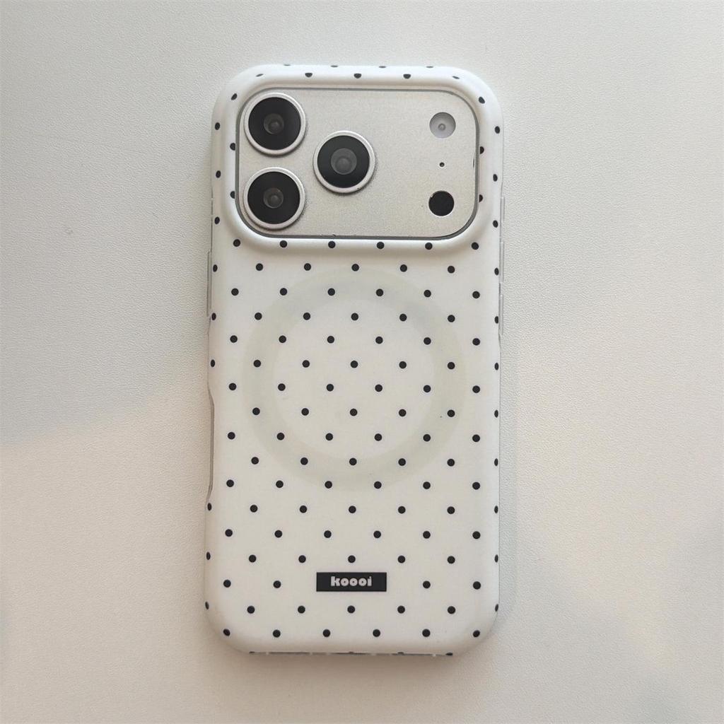 Magnetic Powder Blue & White Polka Dot iPhone 14/13 Compatible ProMax Case with Round Edges