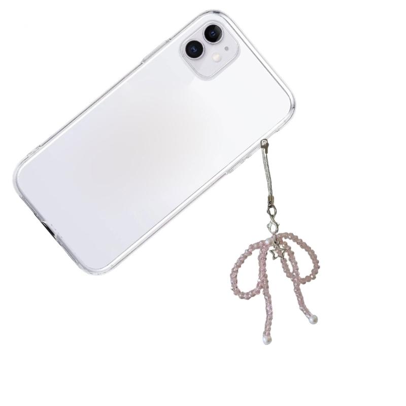 Mobile Phone Chain Anti-Lost Soft Rope Strap Lanyard Bead Bowknot Star Phone Case Key Chain Bag Pendant Accessory