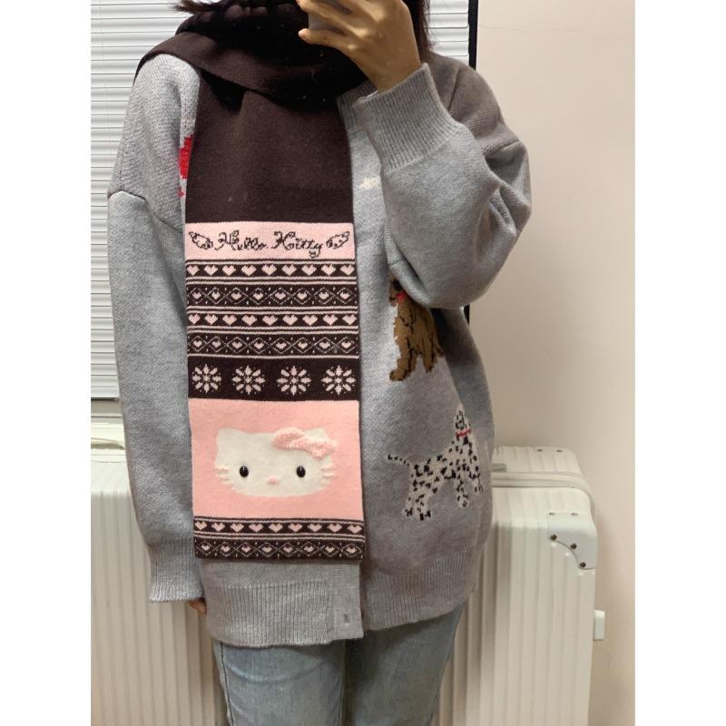 Easy bear scarf cute cartoon warm couple warm thickened scarf atmosphere knitted campus girlfriend gift