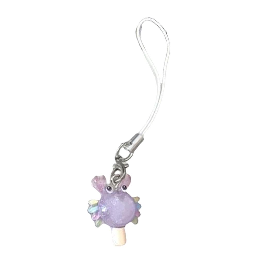Adorable Small Ice Cream Phone Charm Glittering Resin Keychain with Star Jellyfish Design for Fashion Lover Present