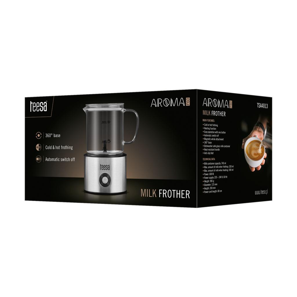 Teesa AROMA F60 Elektrischer Milchaufschäumer, 600W, Heizfunktion