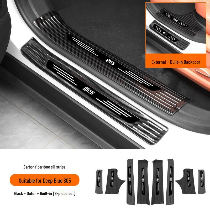 Decorative Door Sill Strips & Rear Bumper Guard for Deep Blue S05 - Stainless Steel Welcome Pedals, Car Accessories