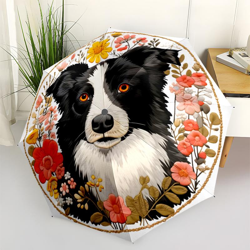 

Automatic Folding Umbrella with Cute Border Collie Dog Design - Automatic Open/Close, 8-Rib Lightweight & Durable Canopy, Auto Iron&8K