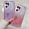 KADEM For Oppo Find X5 Pro 5G Cell Phone Case Rhinestone Flower Pattern Gradient Color Glitter Powder TPU Cover Protector