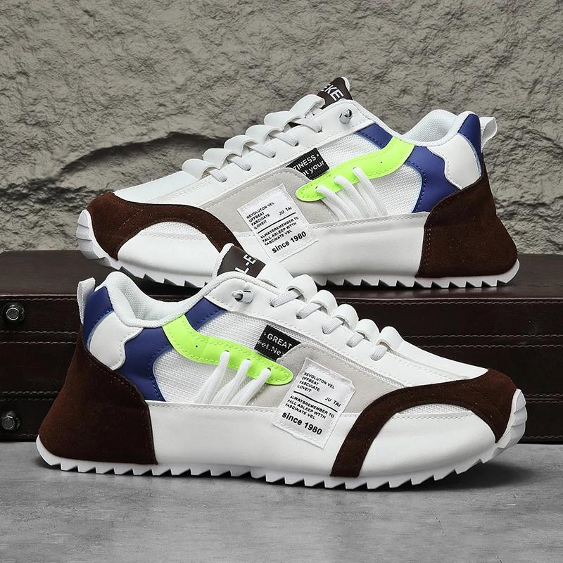 

Повседневная обувь 2025 Новая мужская дышащая сетчатая обувь Противоскользящая износостойкая толстая подошва Спортивная 39 белый