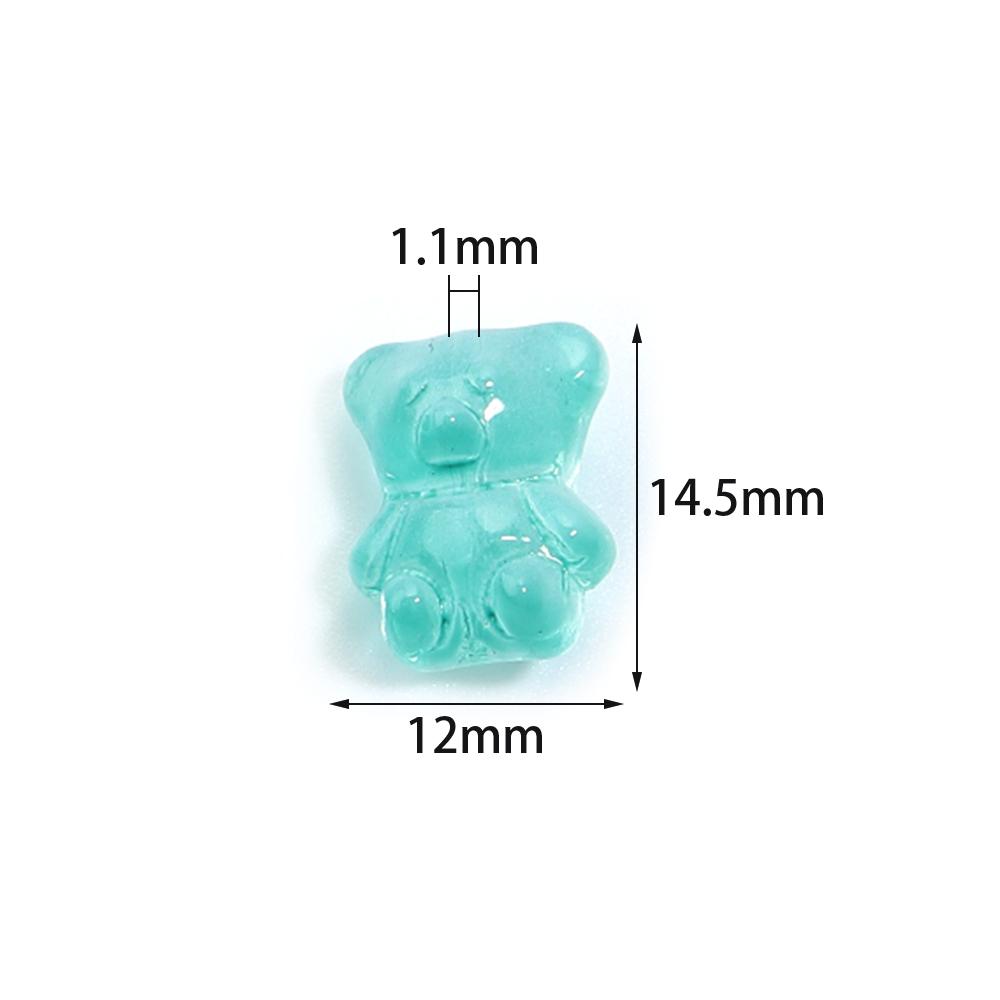 20pcs Bear Glass Beads Colorful Cute Lampwork Loose Spacer Bead For Jewelry Making DIY Necklace Bracelet Phone Chain Accessories