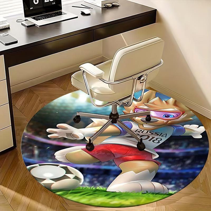 

Russia 2018 Soccer Mascot Chair mat Round Rug-Office carpet, Machine Washable, Non-slip, Suitable for Living Rooms, Bedrooms, Entryways, and 80cm by 80cm