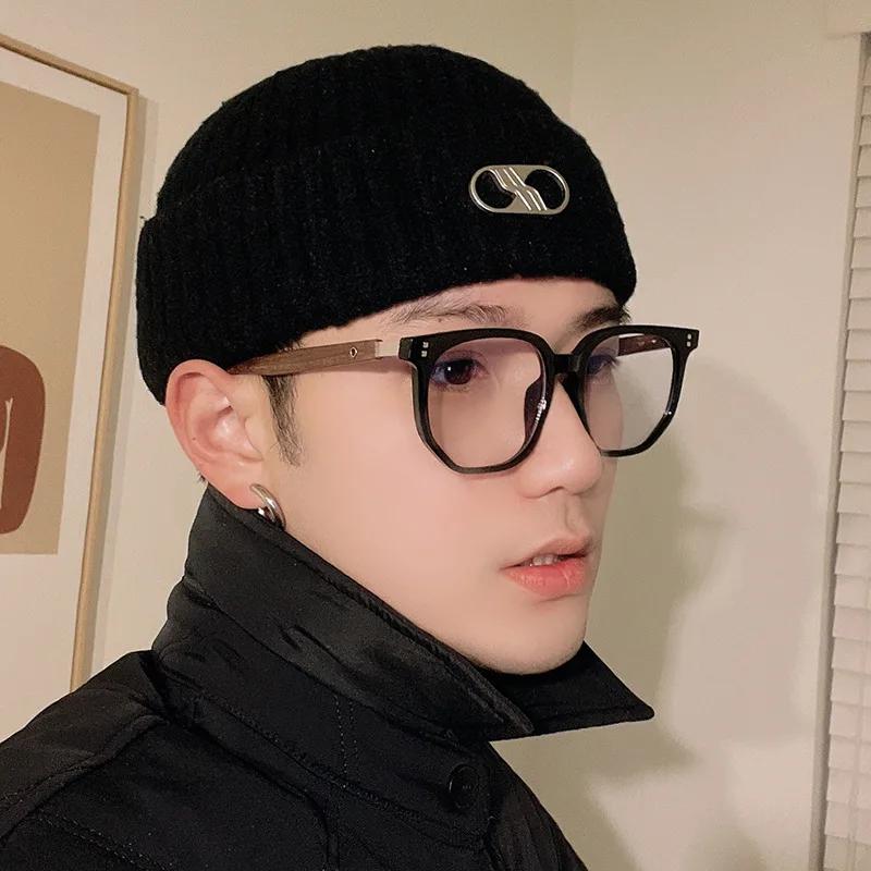 Quadratische Herren-Myopie-Brille mit Holzmaserung-Bügeln und Metallnieten Kurzsichtigkeitsbrille 0 -0.5 -1 -1.25 -1.5 -1.75 -2.0 Bis -6