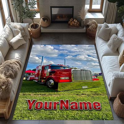 Kw Heavy Trucks Personalized Name Carpet Perfect for Kitchen Game Room Dining Room Balcony Anti-slip Rug Office Home Decor