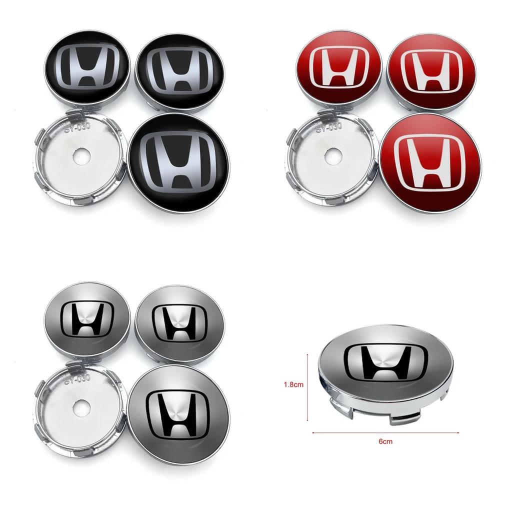 fxsh5 4pcs 60mm Car Wheel Center Hub Center Cap Rim Hub Dustproof Cover Emblemem For Honda Accord CRV HRV City Odyssey Accessories
