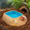Decor Habitat Broască cu Coarne Piscină Plajă Ornament Crabul Pustnic cu Rampă de Urcare & Scoică Stea de Mare Decor Peisaj Acvatic Decor Scoică, Reptilă pentru