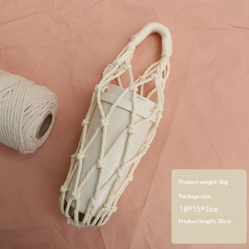 Porta Borraccia in Macramè Fatto a Mano Rete Multicolore in Corda di Cotone Borsa a Rete Portatile Porta Tazza Borraccia Riutilizzabile per Acqua Borsa Tote