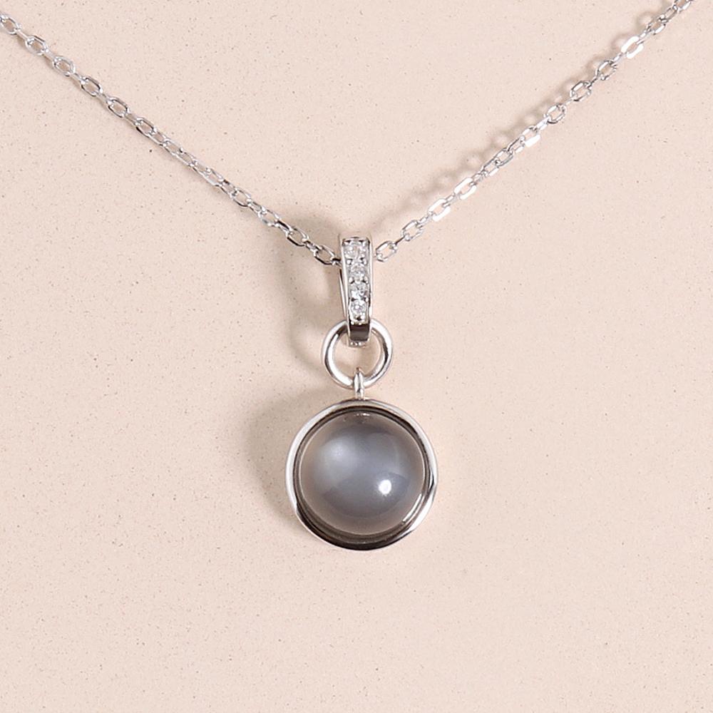 925 Sterling Silver Simple  Pendant Necklace with Natural Moonstone Labradorite Gemstones Fine Jewelry with Chain Women Nice Gift