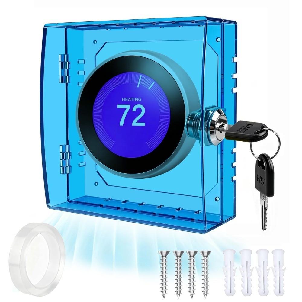 With Lock Thermostat Lock Box Transparent Lockable Thermostat Guard On Wall