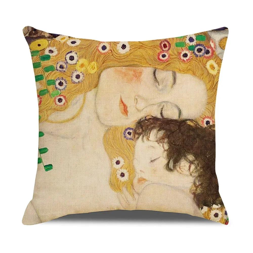 Vintage Art Cushion Cover Oil Painting Pillowcase Living Room Sofa Decoration