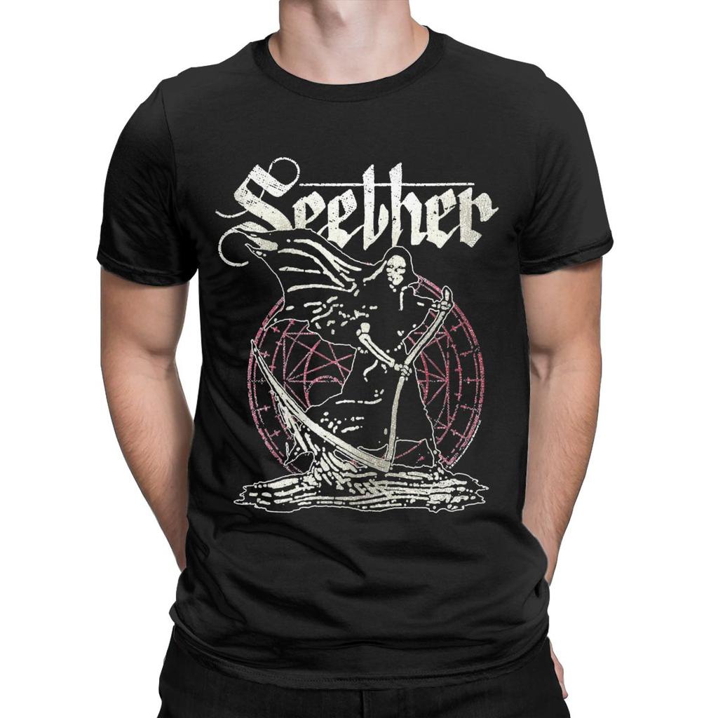 Men Seether T Shirts 100% Cotton Clothes Leisure Short Sleeve Round Collar Tee Shirt Printed T-Shirt