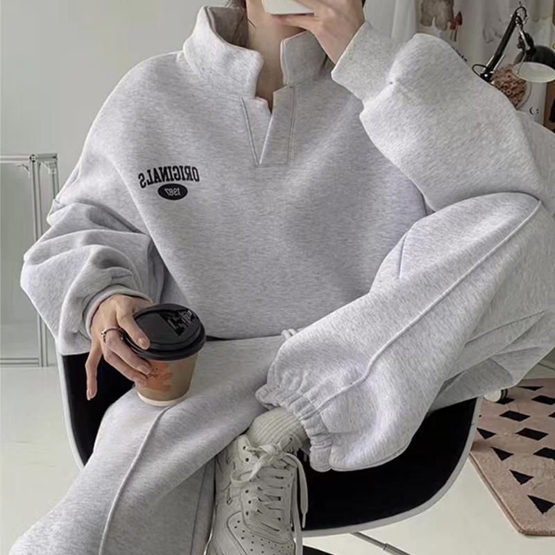 Conjunto de Sudadera Holgada y Pantalones de Chándal para Mujer Estilo Callejero Otoño/Invierno 2025