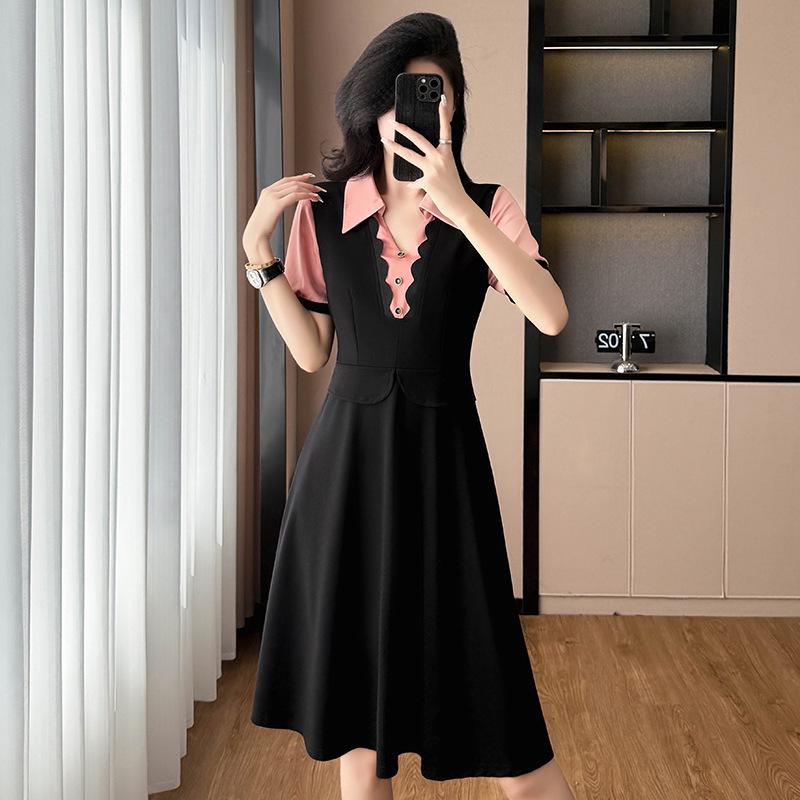 Color-Block Chic Plus Size Two-Piece Look Dress - Short Sleeve Summer Fashion for Women