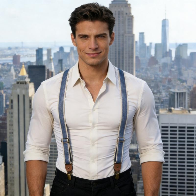 Fashion Y Shape Design Suspenders For Men And Women Adjustable Straps Elastic Brace For Formal Occasion with 4 Clip