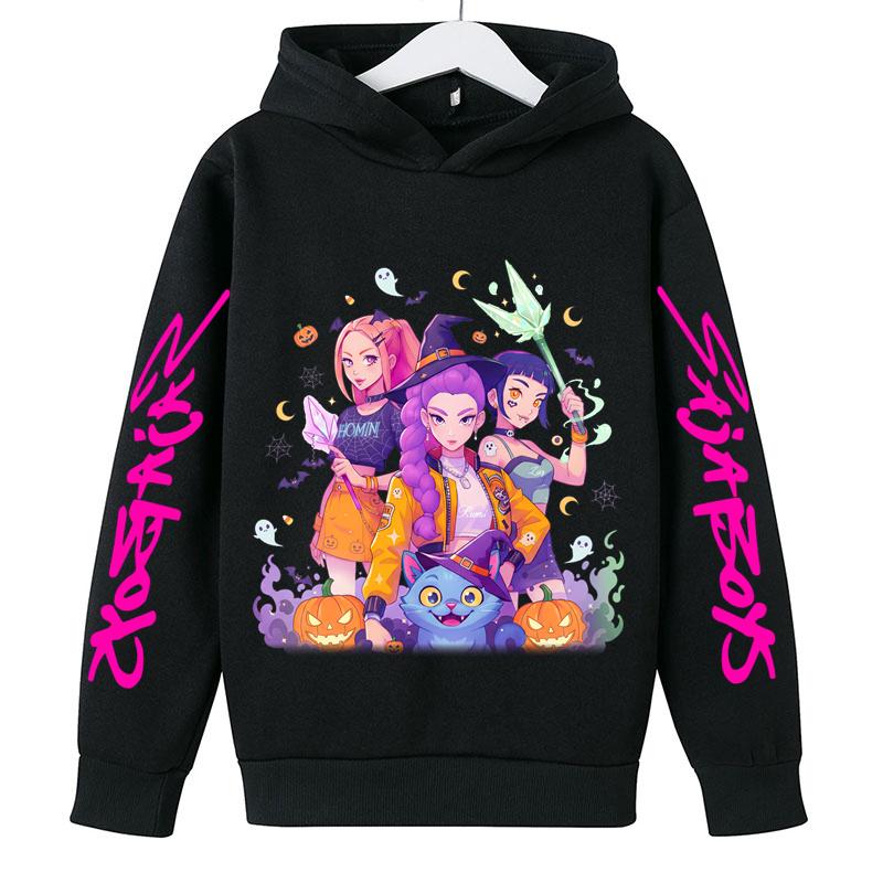 Movie New Kids K-Pop Demon Hunters Hooded Tops Toddler Girl Clothes KPop Demon Hunters Hoodie Girls Fashion Casual Sweatshirt
