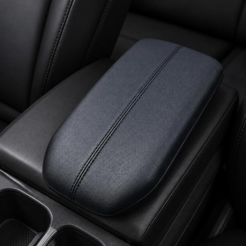 Padded Armrest Lid Cover for Front Center Console OE‑Reference 58204‑02010, Black Textured Seam Finish, Direct Replace Trim for 2019-2024