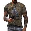 Men's T-shirt Camouflage Hunting Animal Sika Deer 3D Print T Shirts Fashion Bear Pattern Short Sleeve Outdoor Sports Loose Tops
