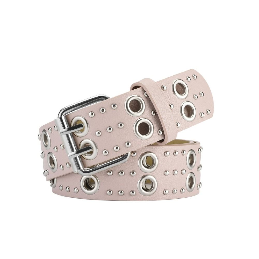 Personality Jeans For Men For Women Fashion Rivet Waistband Waist Strap PU Leather Belt Waist Belt