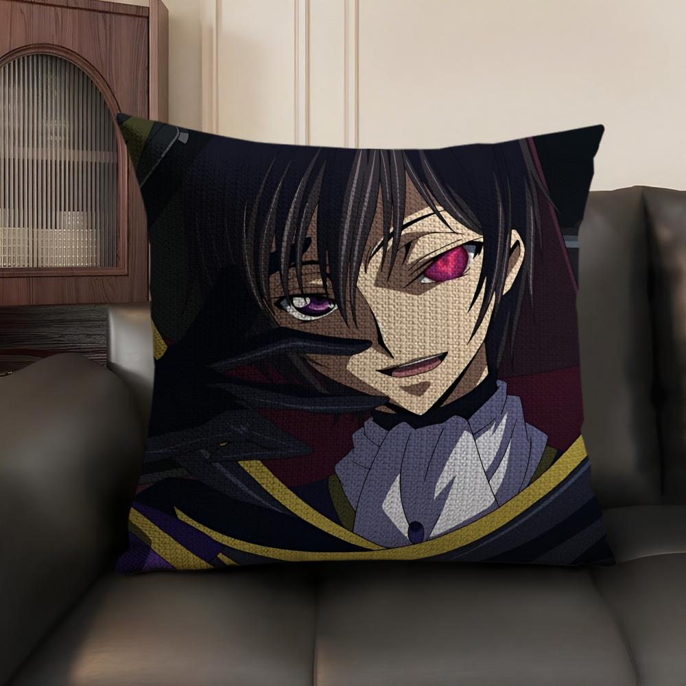 Classic Anime Code Geass Pillow Case Natural Linen Organic Fabric Double-Sided Printing Sofa Home Decor Gift Cushion Cover