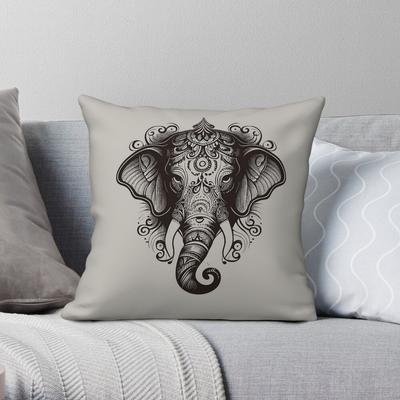 Hindu Elefant Ganesha Quadratische Kissenhülle Polyester Leinen Samt Bedruckt Reißverschluss Dekorative Kissenhülle Auto Kissenhülle x