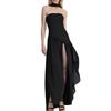 Women's clothing, new spring models in Europe, America, fashionable solid color tube top, high slit irregular dress