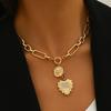 Zircon Sun Heart Pendant Necklace: European & American Style Women's Clavicle Chain