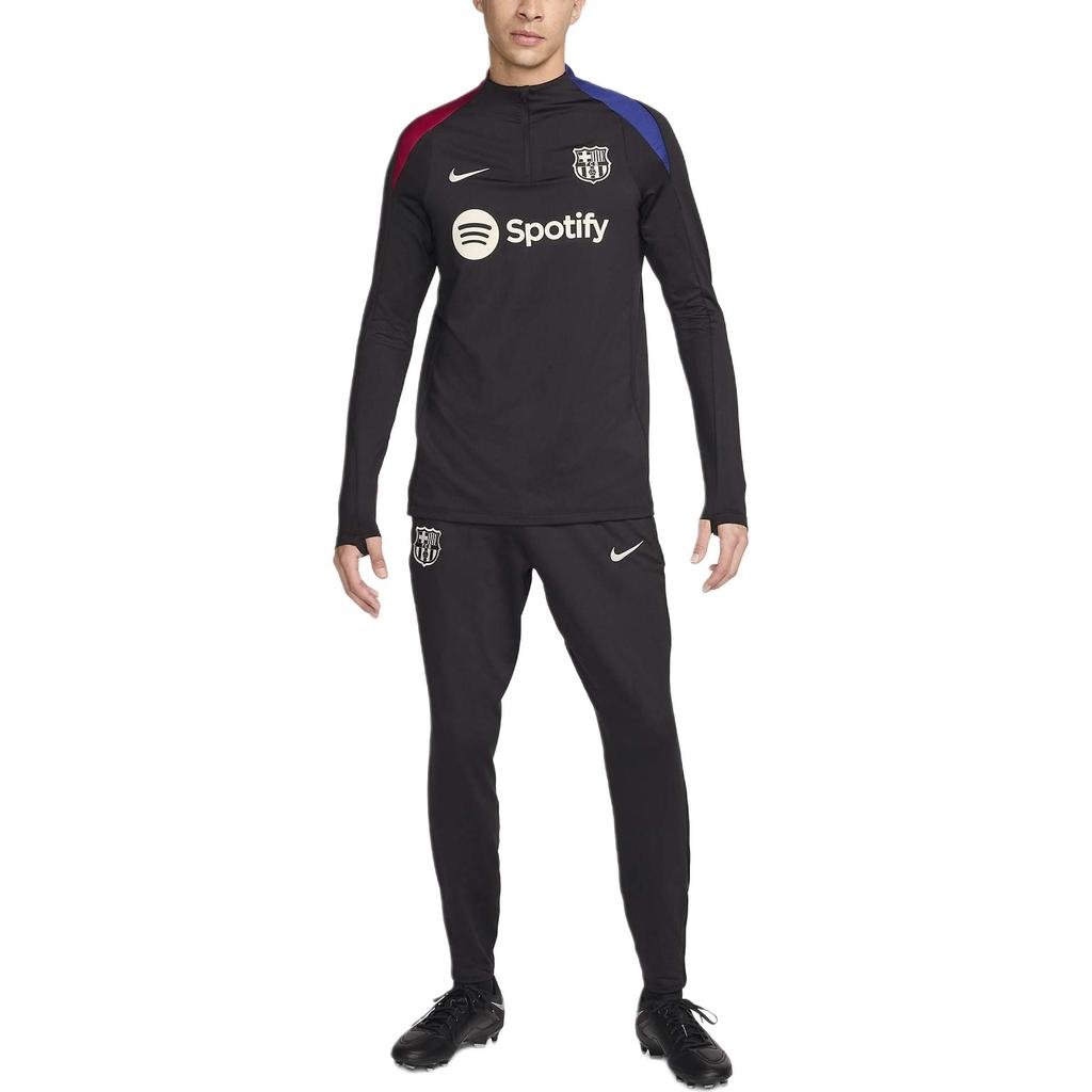 Nike Dri-Fit Barcelona Football Club Cool Comfortable Retro Sports Quick-Dry Slim Fit Knitted Pants Men pants Black FN9424-010