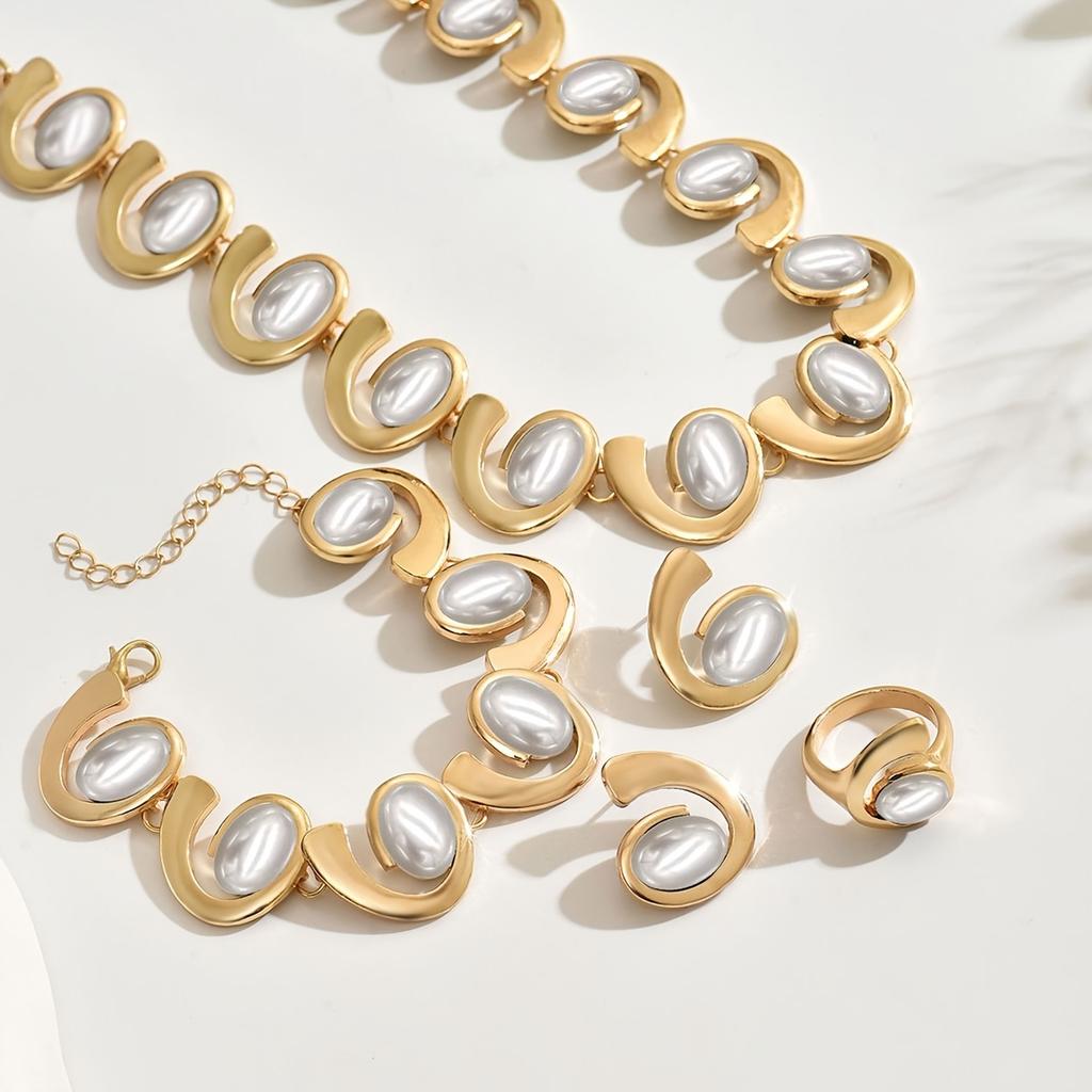 Elegant Zinc Alloy and Plastic Mosaic Jewelry Set for Women, Perfect for Daily Wear and Gift Giving