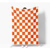 Checkered Blanket, White Orange Checkerboard Modern Minimalist Vintage Throw Blanket for All Seasons, Girl Woman Gifts Lightweight Soft Plush
