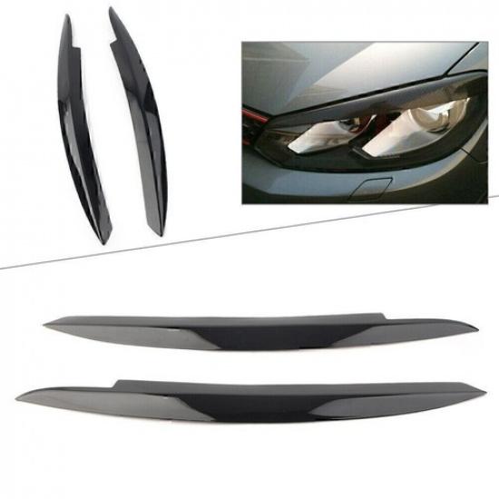 Headlight Cover Eyelid Eyebrow Front Lamp Trim Black For VW Golf VI MK6 2008-13